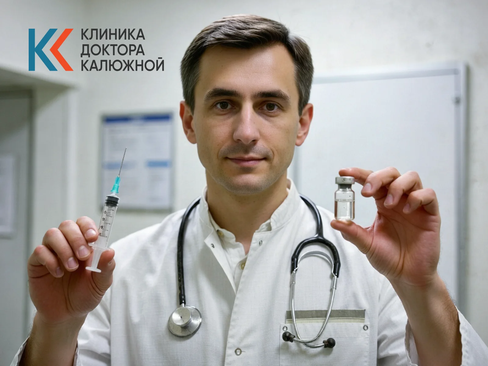 Врач-нарколог подготавливает ампулу препарата Аквилонг для процедуры медикаментозного кодирования от алкоголизма.